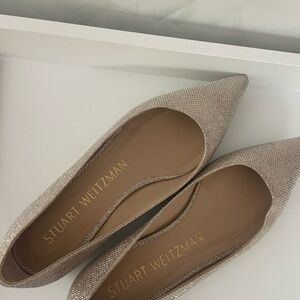 Stuart Weitzman Emilia Glittery Pointed Flat